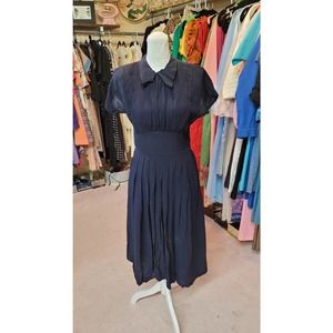 XS vintage navy 1940s dress AS IS